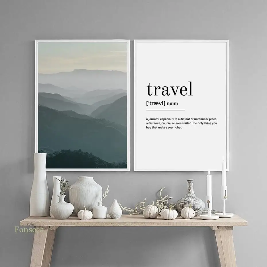 

Modern Misty Mountain View Canvas Painting Nordic Travel Quotes Posters Scandinavian Decor Wall Art Picture For Living Room