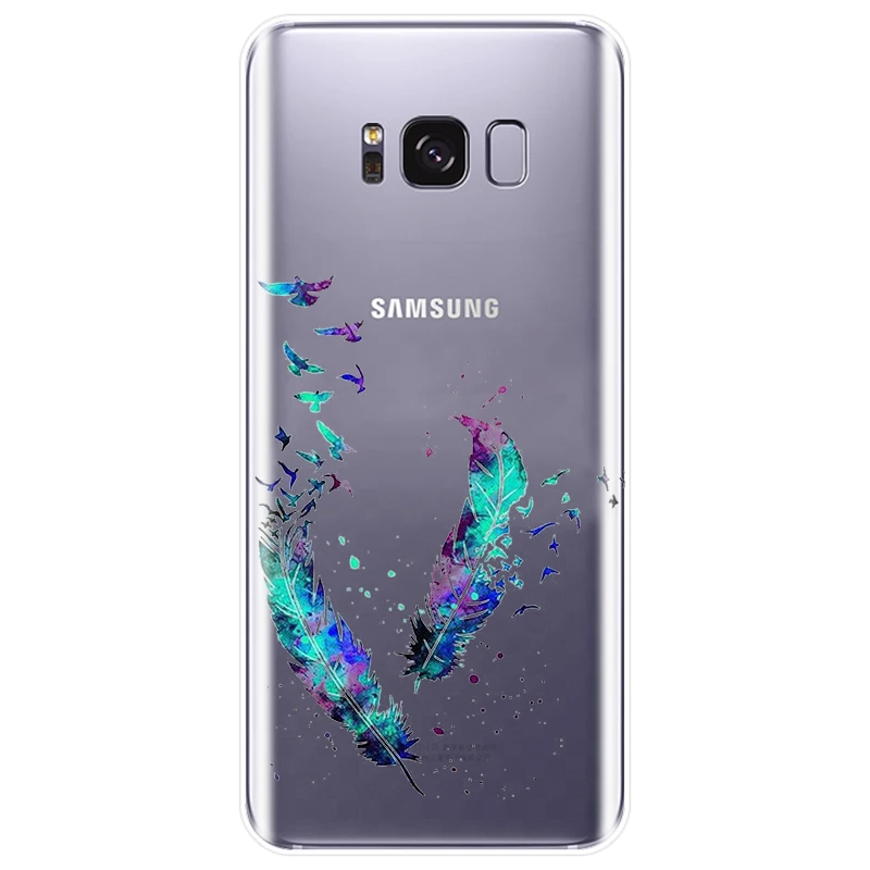 Красивый чехол с перьями для телефона из ТПУ Samsung Galaxy S6 S7 S8 S9 S10 PLUS S6EDGE S7EDGE NOTE8 9 S10LITE