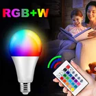 Умсветодиодный Светодиодная лампа RGB E27, Шариковая лампа с дистанционным управлением, RGBW светильник, 5 Вт, 10 Вт, 15 Вт, энергосберегающая домашняя лампа с регулируемой яркостью