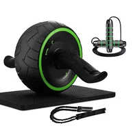 fitness ab wheel roller with knee mat and jump rope workout resistance bands home gym equipment for men women abdominal exercise