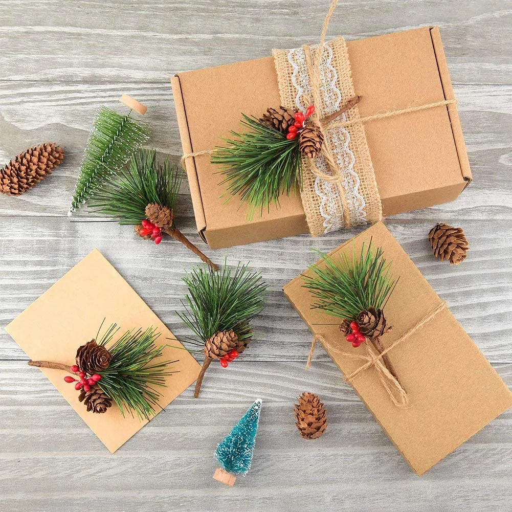 

10PCS Artificial Wood+PVC 23 X 8cm Pine Snowy Flower With Berries Picks For Crafts Xmas Ornament 2021 New In Stock