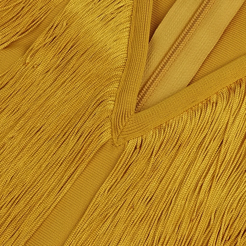 

VC All Free Shipping Chic Elegant Tassels Design Sexy V Neck Sleeveless Celebrity Party Club Bandage Mini Dress