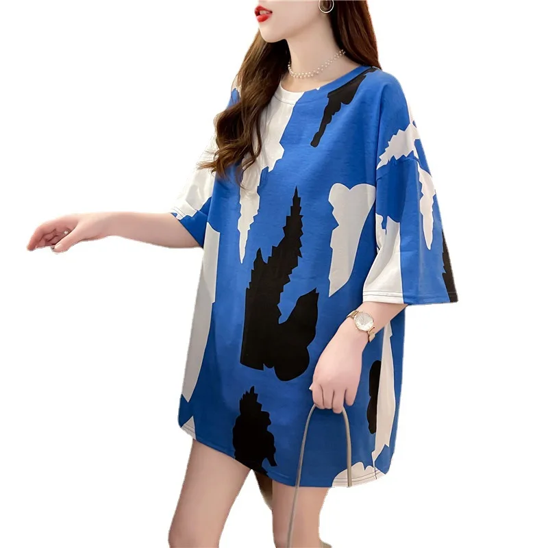 

New Summer Korean Women's Short Sleeve T-shirt Women's Loose Large Fat Mm Women's Wear