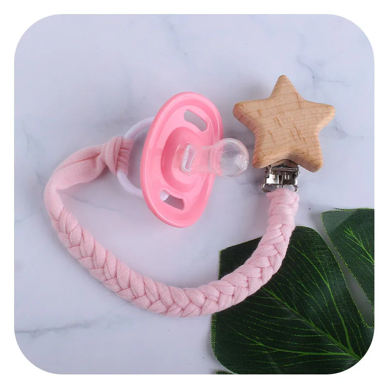 Coskiss-chupete de madera de haya con dibujos de animales, cadena de chupete tejida a mano, con cuerda, regalo para los dientes-2