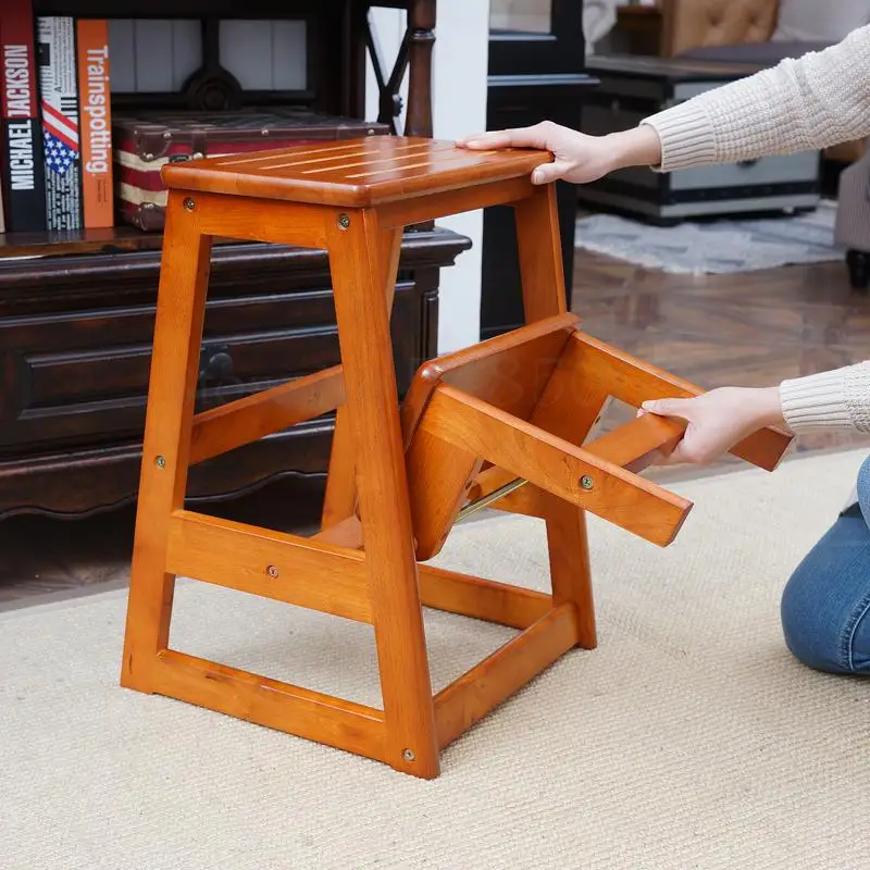Твердая древесина лестничный стул детского бытовой складная деревянная