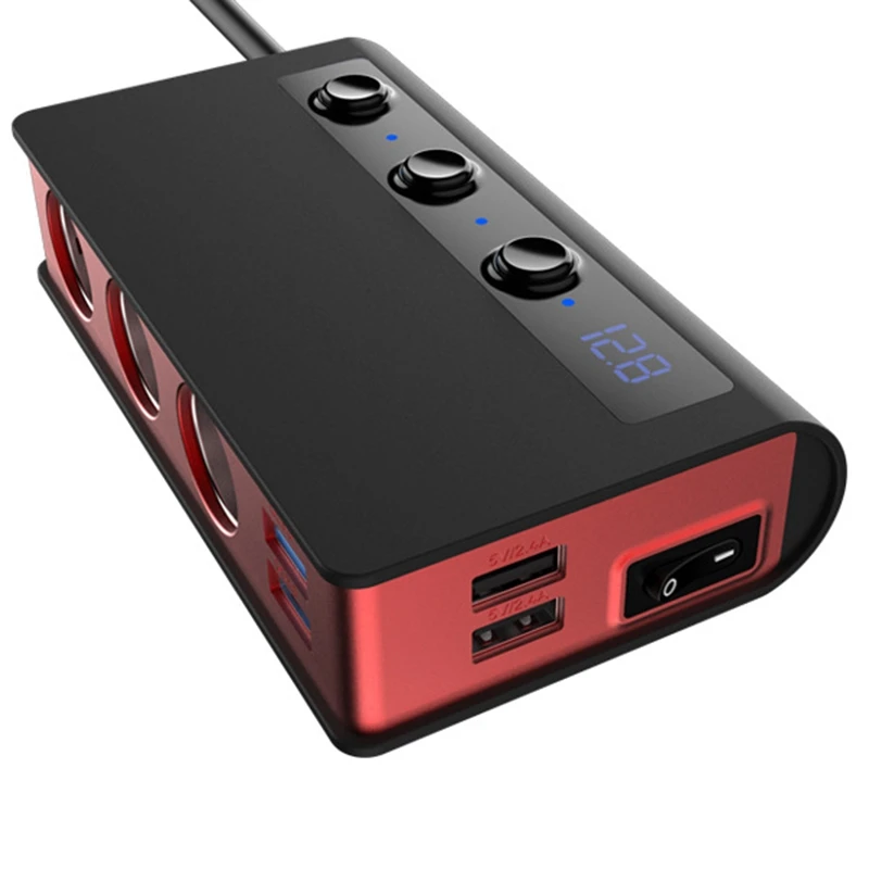 

Quick Charge 3.0 USB Car Charger C-Igarette Lighter Splitter Adapter 12V/24V Power Socket with LED Vol Power Switch