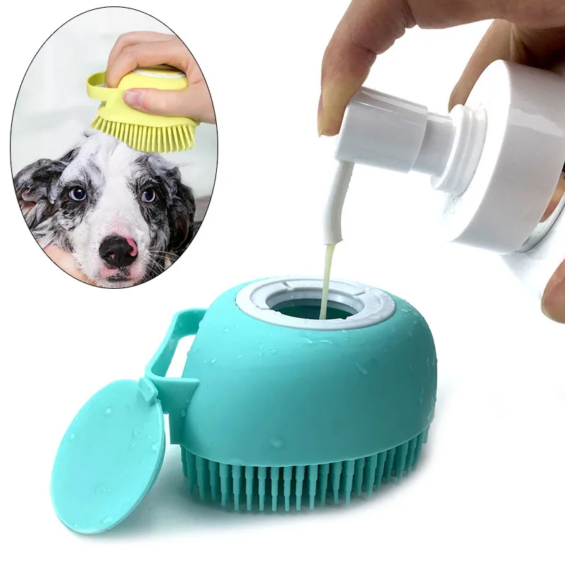

Pet Dog Cat Grooming Bath Brush Massage Brush With Soap And Shampoo Box Soft Silicone Glove Dogs Cats Paw Clean Bath Tools