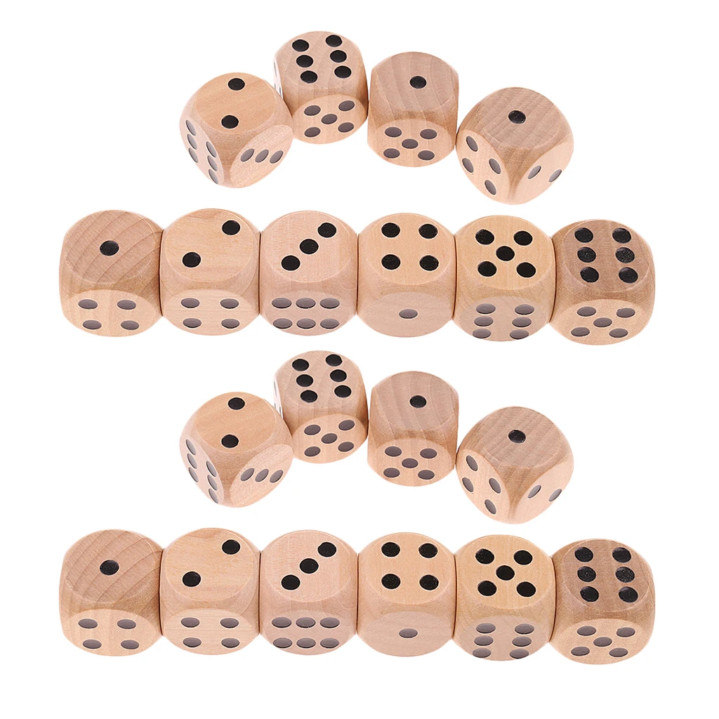 20x D6 деревянные игральные кости шесть сторонняя кубик для настольной игры