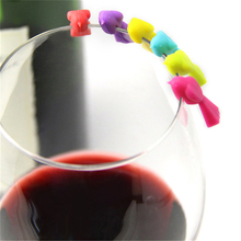 6 uds multicolor de silicona en forma marcadores de vidrio de vino copa identificador señal mark...