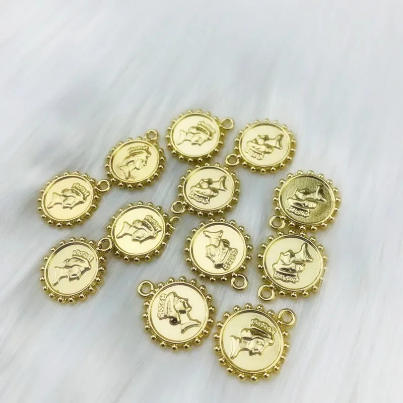 

10 Pieces of Double-sided Portrait Coin Pendant Small Round Pendant Pendant Making Accessories Diy Necklace Earrings Accessories
