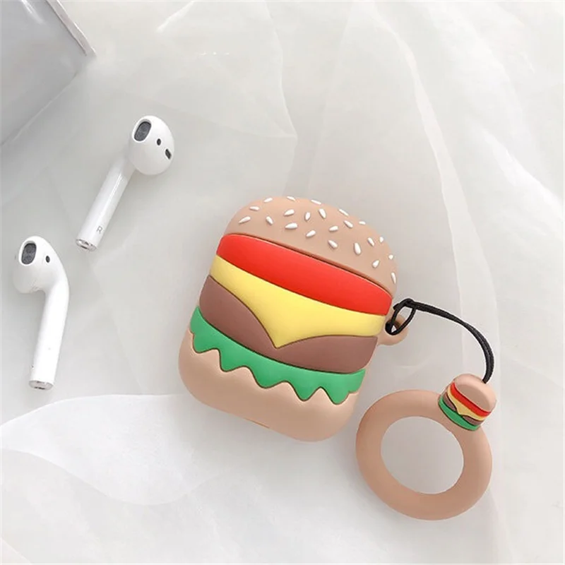 

Lovely Food Silicone Earphone Charging Case Wireless Bluetooth Headset Case Cover For Earphones Box For Airpods Protective Case