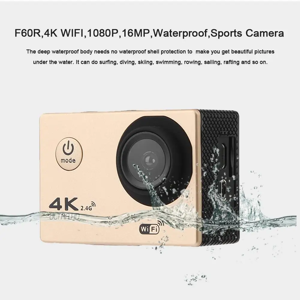 F60R 4k WIFI Удаленная Экшн-камера 1080p HD 16MP GO PRO стильная камера на шлем 30 метров