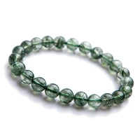 natural green rutilated quartz clear round beads bracelet brazil 7mm 8mm 9mm 10mm women men cat eye wealthy stone aaaaaa
