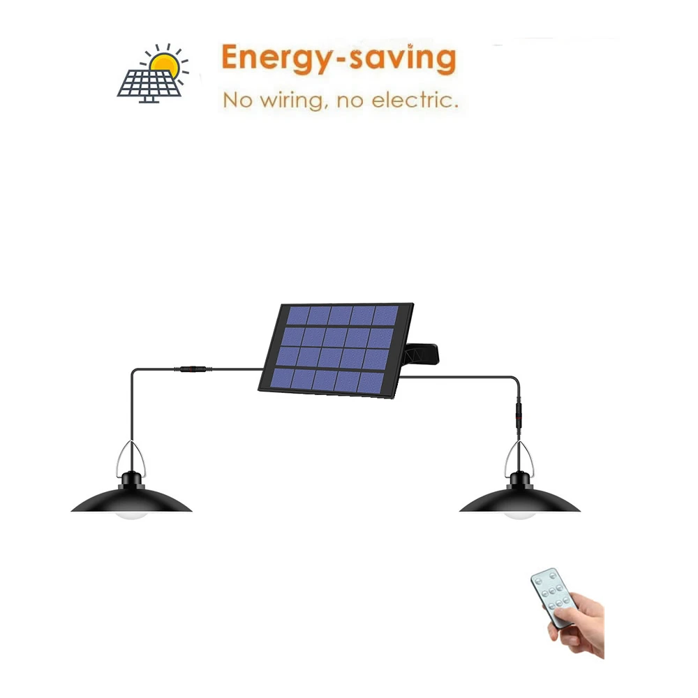 

remote 30 led 2 head Retro Lampshade Solar Pendant Chandelier solar outdoor light of garden Street Light Sensor foco Lamp waterp