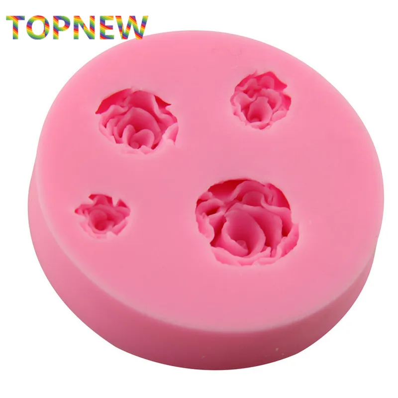 Качественные DIY 4 отверстия формы-розы помадные шоколадные силиконовые формы для
