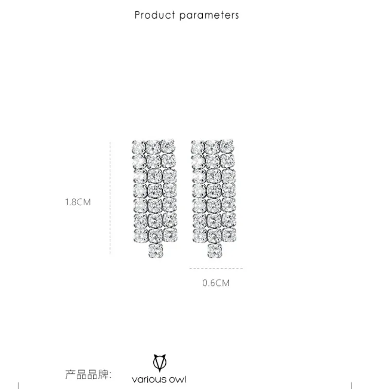 

V-Owl Simple New AAA Zircon Stainless Steel Ear Stud Korean Fashion Cool Inlaid Zircon Stainless Steel Earrings