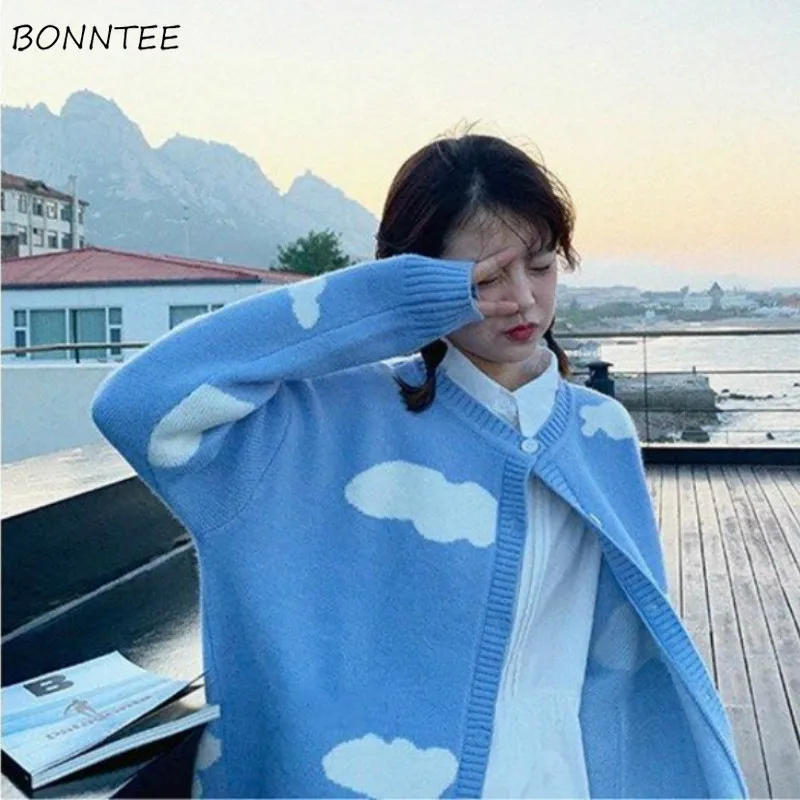 

Cardigan Women Sweaters Vintage Cartoon Chic Single Breasted Fall Lovely Girls Knitwear Sweet Holiday Fashion Ladies Clothing