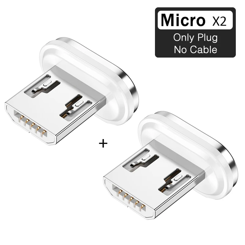 ROCK светодиодный светильник Магнитный зарядный кабель Micro USB кабель для iPhone XR XS Max X магнитное зарядное устройство usb type C зарядный провод шнур 1 м 2 м - Цвет: Micro Plug x 2