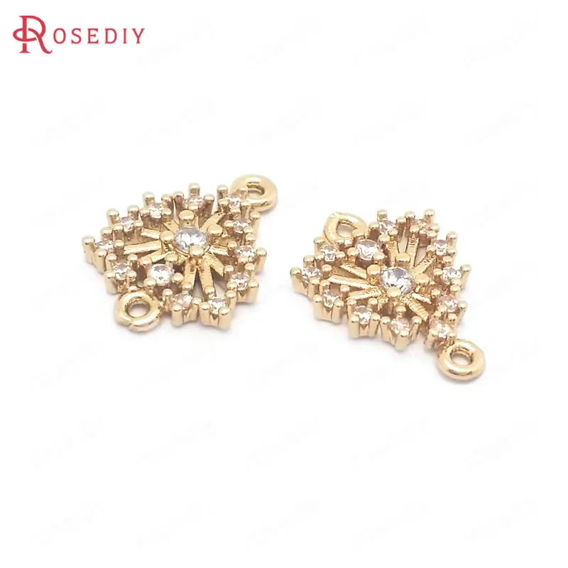 

(39719)10PCS 10x14MM 24K Champagne Gold Color Brass and Zircon 2 Holes Tree Connect Charms Pendants Jewelry Making Supplies