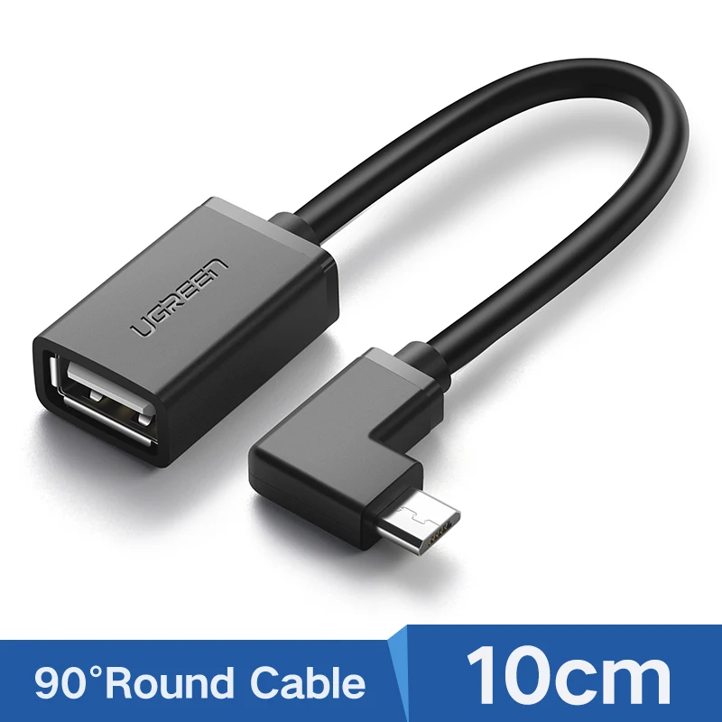 Black 90 Degree Ugreen Micro USB OTG кабель адаптер для Xiaomi Redmi Note 5 Micro USB разъем для samsung S6 планшет Android USB 2,0 OTG адаптер - Цвет: Black 90 Degree