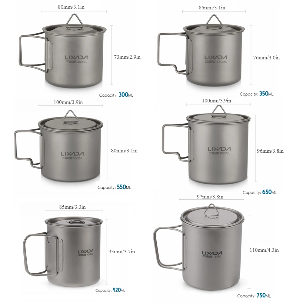 Lixada легкий Титан набор столовых приборов Складная ложка вилка пивная кружка для