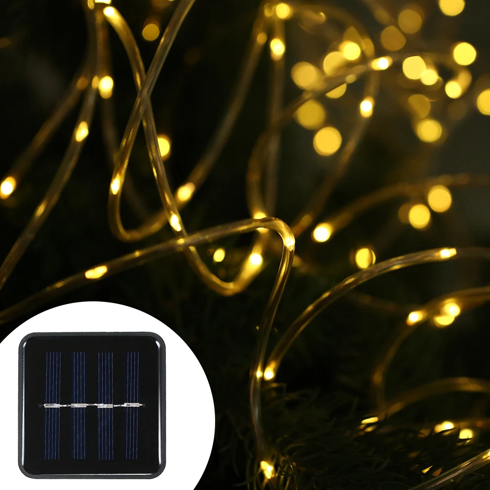 Солнечный свет огни Открытый 46ft 120 светодиодный Дюралайт 8 режимов теплый белый