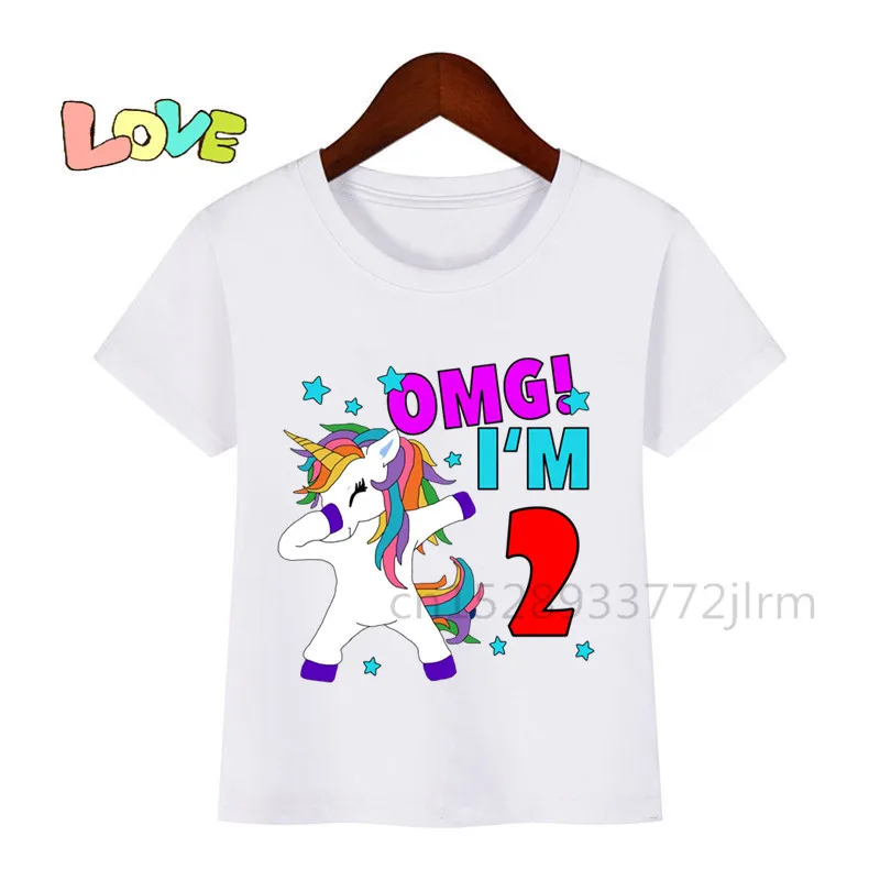 Детская футболка с принтом Единорог I'm 2 День рождения Детские футболки It Is My