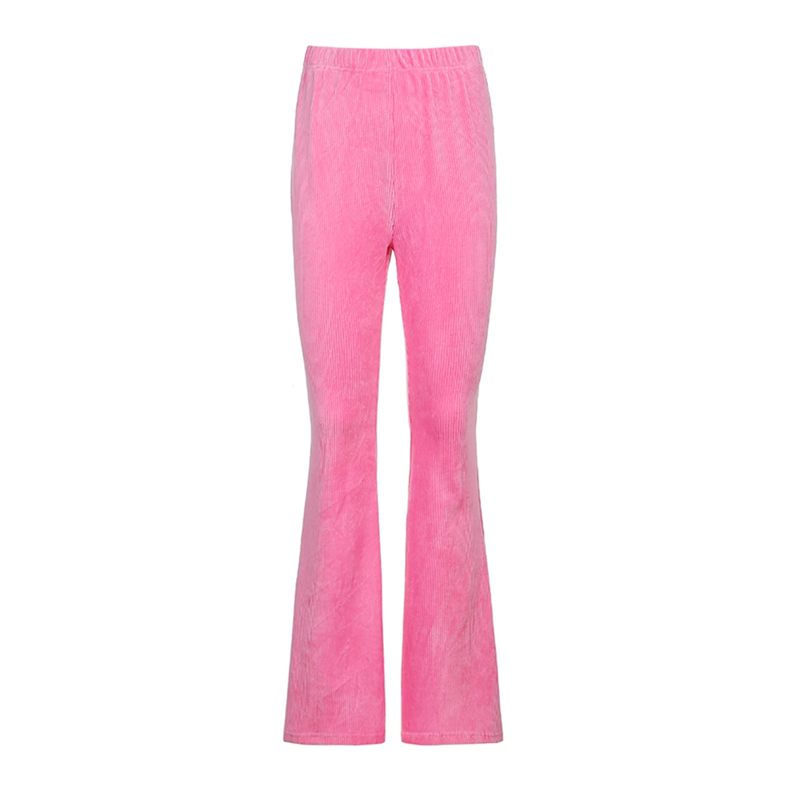 

Ladies High-waist Corduroy Pants, Slim-fit Flared Casual Pants, Straight and Mopping Solid Color Trousers