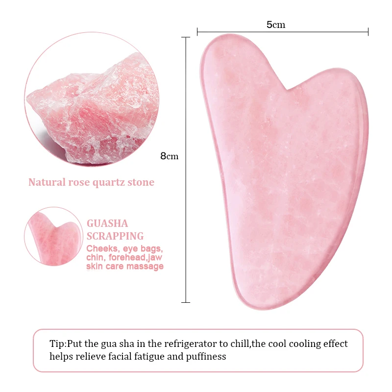 Скребок Для Массажа Гуаша натуральный нефрит розовый кварц камень для лица шеи