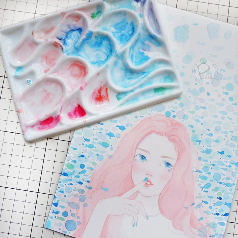 

Ceramic Palette High-quality Painter Draws Watercolor Palette Paper Tray for Watercolor Painting Supplies