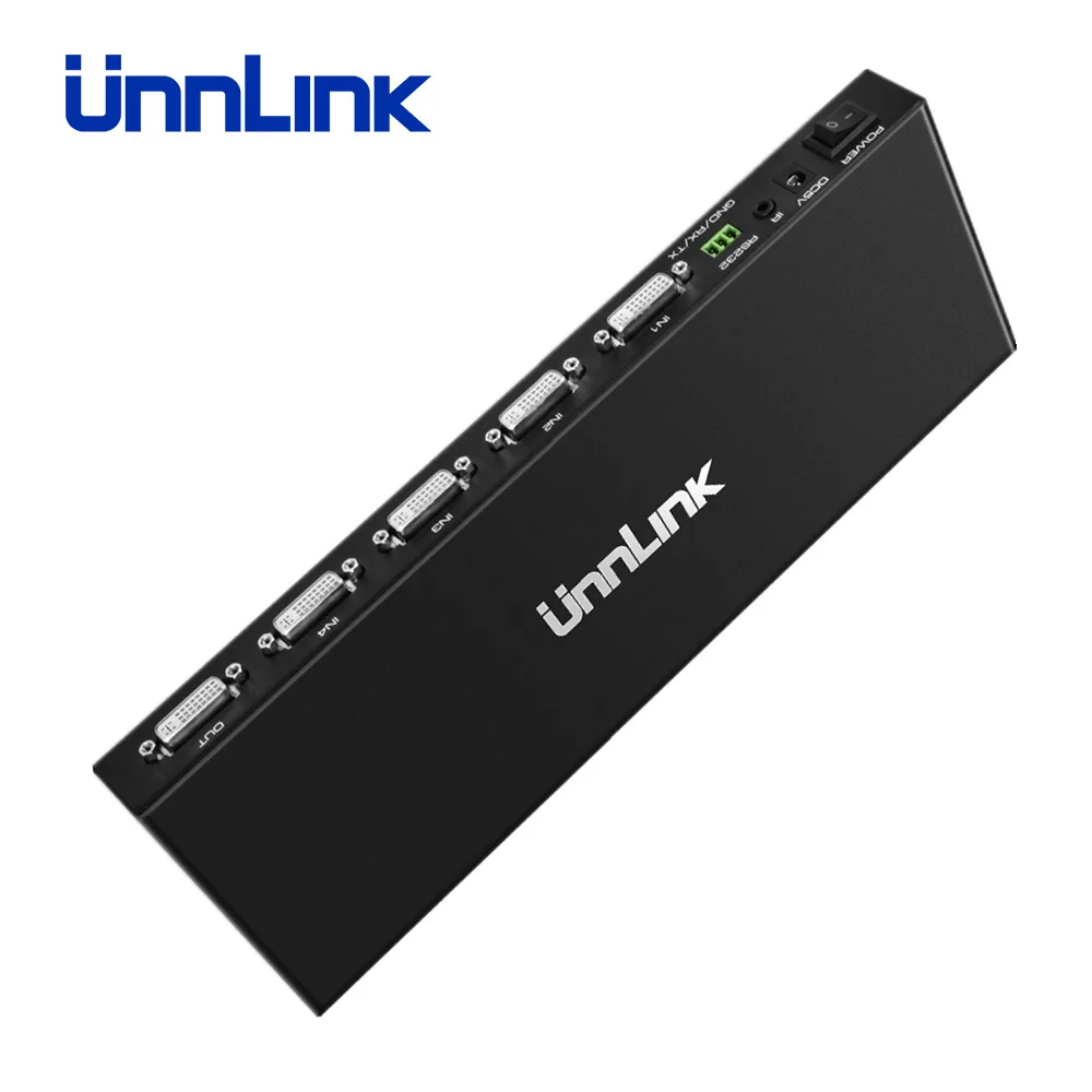 Unnlink переключатель DVI 4X1 4 порта DVI 4 в 1 выход UHD4K FHD1080P с ИК-пультом дистанционного управления коммутатор для проектора монитора компьютера хост