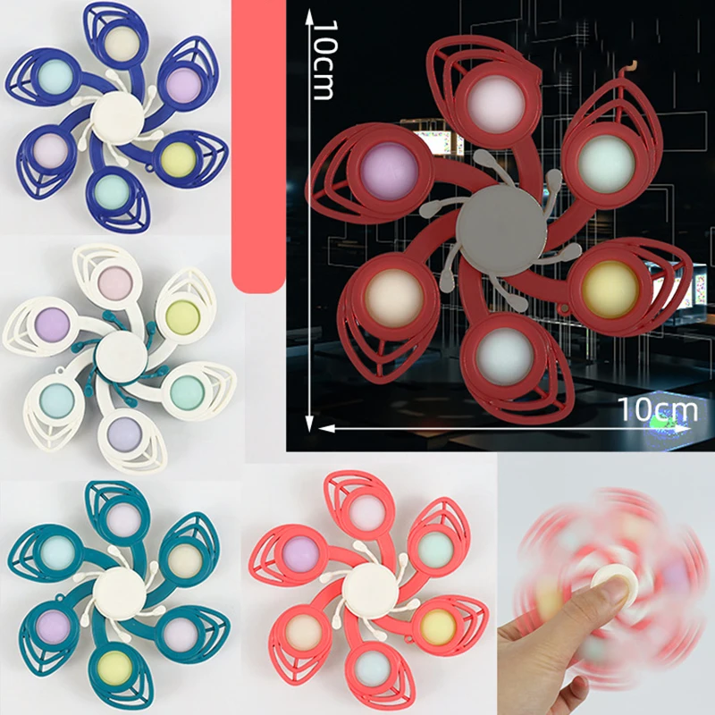 

1Pc Random Color Luminous Simple Dimple Spinning Top Push Bubble Anti Stress Childrens Toy Adult Sensory Squezze Fidget Toys