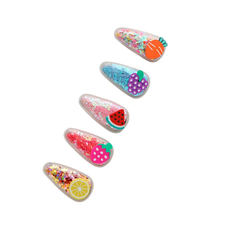 

2020 New Sequin Quicksand Princess Hairpin Fruit Girls Children Kids Hair Clips Barrettes Accessories Hair Ornament Hairclip