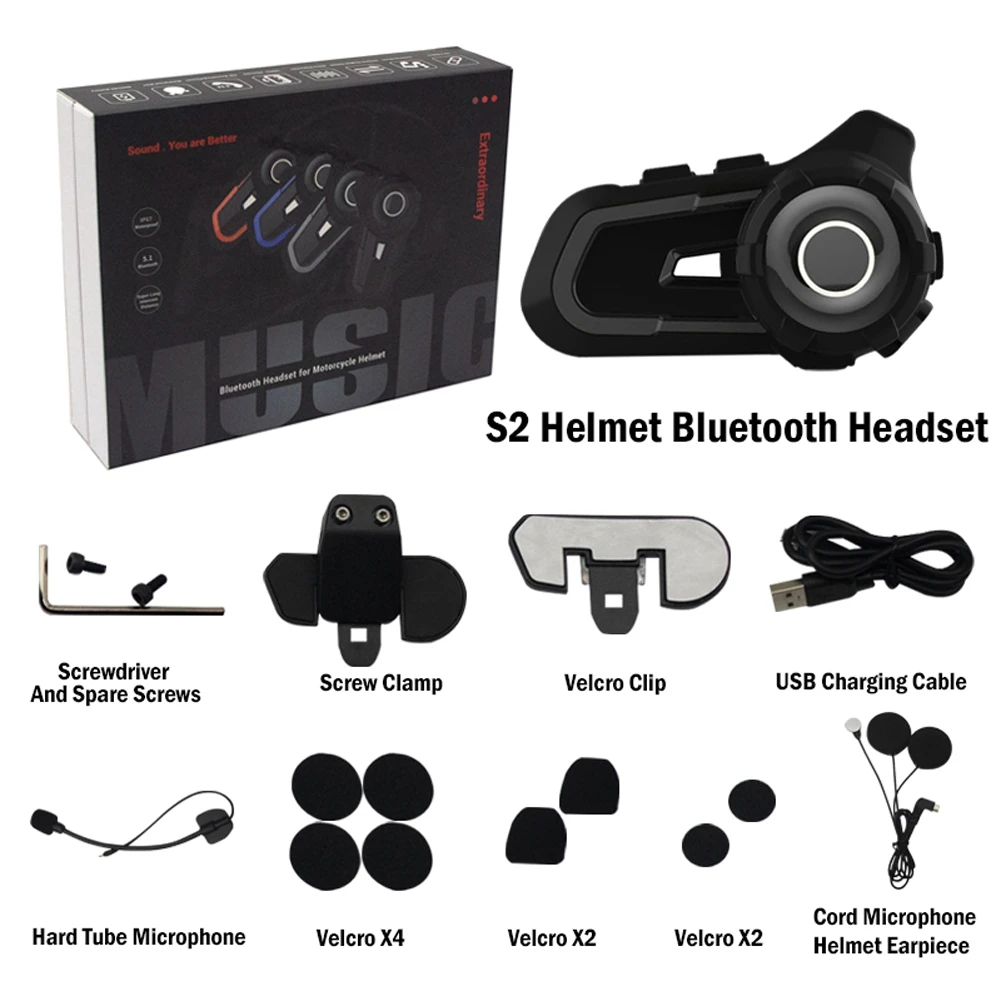 Motorcycle Helmet Bluetooth Headset 1200m LongDistance Bluetooth Group Intercom Communication System Motorcycle Helmet Headphone
