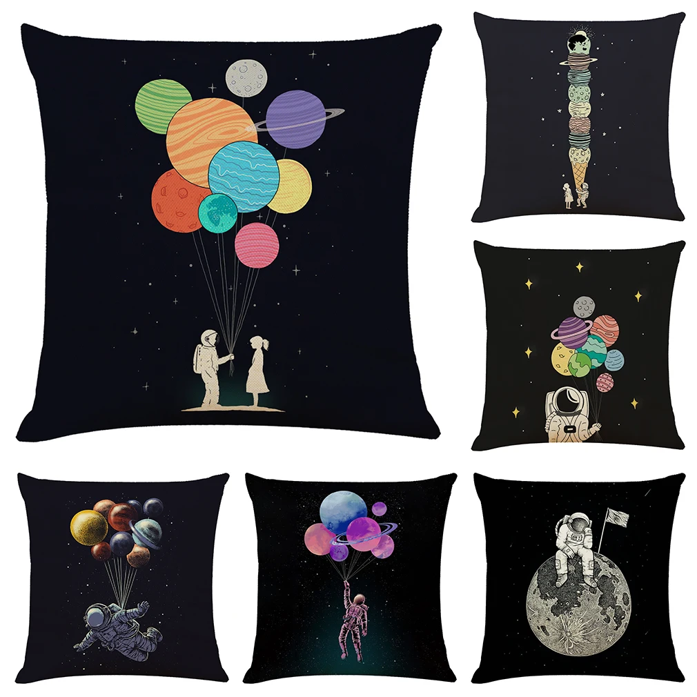 

Outer Space Print Cushion Cover Hoga 45x45cm Decorative Funda Cojines Housse De Coussin Nordic Home Decoration Throw Pillow