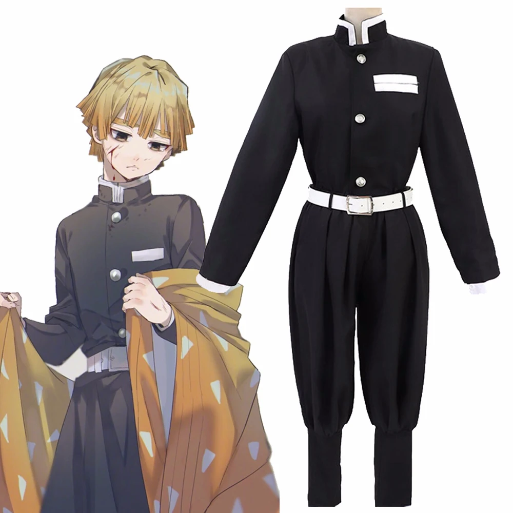 

Demon Slayer Kimetsu no Yaiba Kamado Tanjirou Agatsuma Zenitsu Cosplay Costume Tomioka Giyuu Kochou Shinobu Black Team Uniform