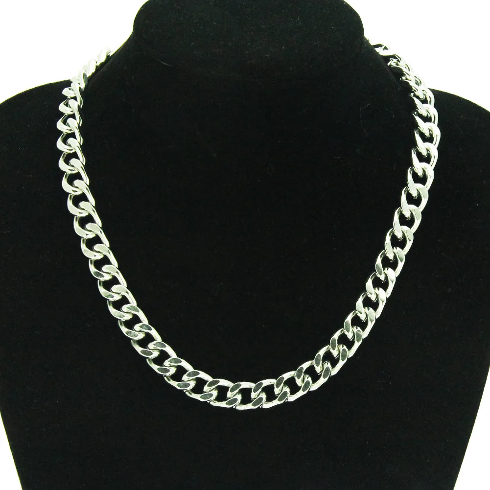 

10mm Cuban Link Chain Necklace for Men Glossy Stainless Steel Neck Chains for Women Hip Hop Miami Rapper Necklaces Jewelry
