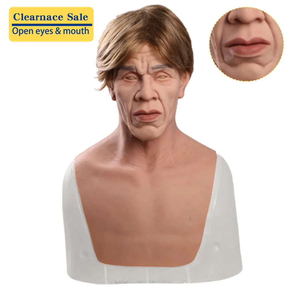 

2021 Drag Queen Old Men Buke Mask Realistic Soft Silicone Masks Male Masquerade For April Fool's Day Halloween Masquerade Props