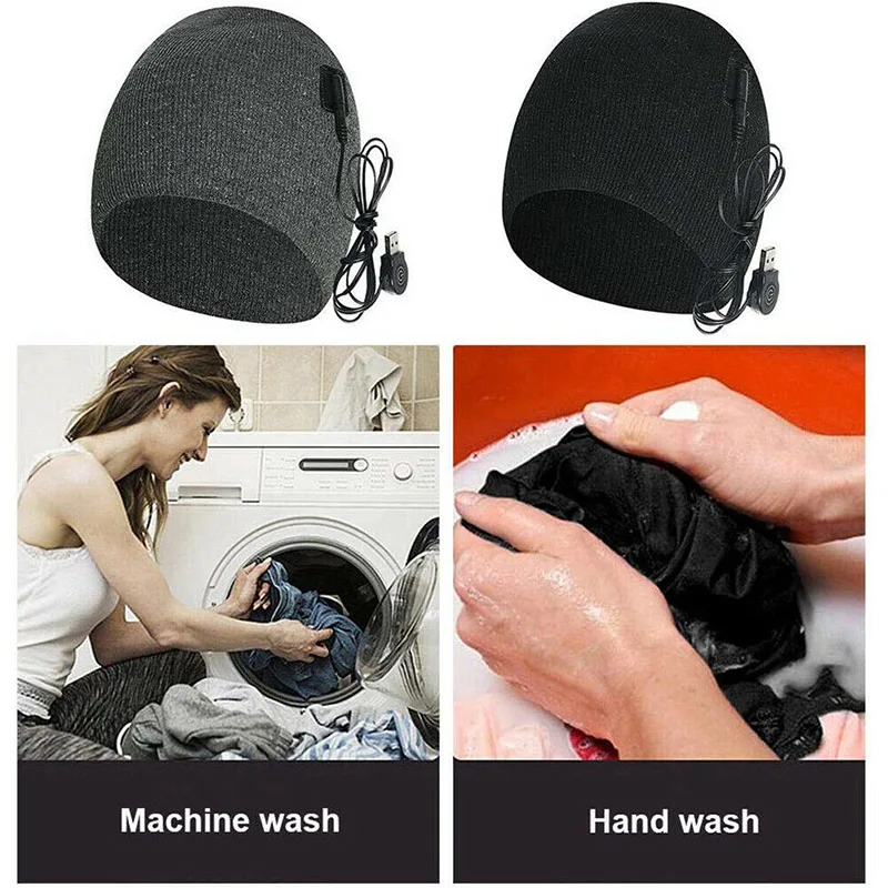 

Men Women Rechargeable Electric Heated Hat Knitted Warm Cap for Outdoor Fall Winter ALS88