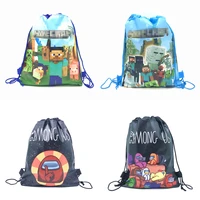 6122430pcs kids mining pixel game theme drawstring bag childrens school backpack shopping satchel bundle rucksack gift bag