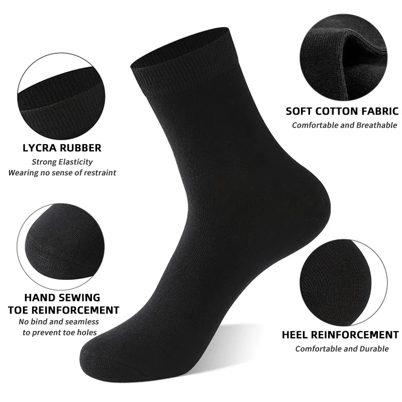 5 пар мужских хлопковых носков новые стильные черные деловые повседневные