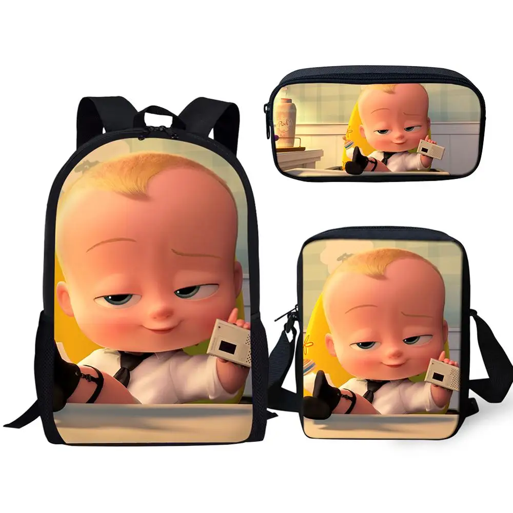 Мультфильм босс детский школьный рюкзак набор/комплект из 3 предметов для