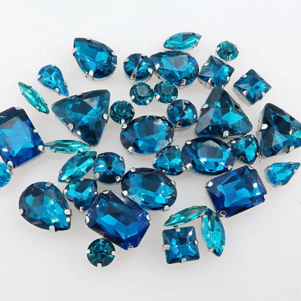 A5 Blue Zircan 50 шт./пакет формы микс серебро коготь Установка ясный и желейные конфеты стеклянные стразы цвета Кристалл пришить стразы торжественное платье туфель и сумки diy кружевной отделкой - Цвет: A5 Blue Zircan