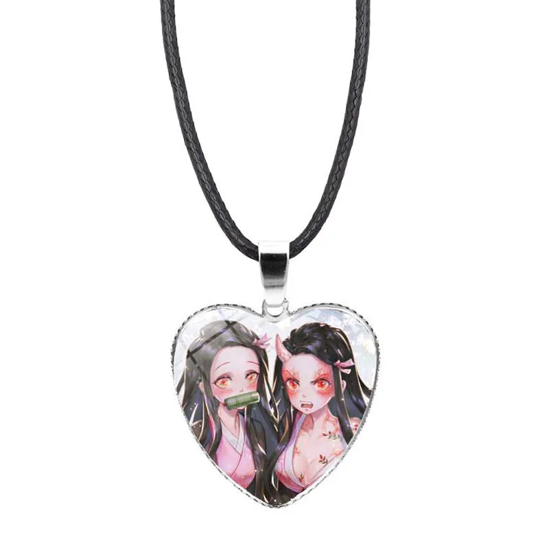 

CWFDY 8pcs Wholesale Japanese Anime Demon Slayer: Kimetsu no Yaiba Cosplay Acrylic Necklaces Black Rope Chains Necklaces Sets