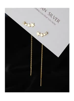 925 sterling silver gold cz zircon long chain drop stud earring for women piercing luxury gift clips crystal jewelry pendant%e3%80%82