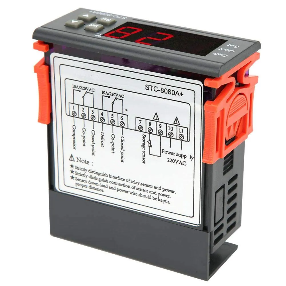 

Digital Temperature Controller STC-8080A+ Automatic Timer Temperature Sensor Thermostat Heating Cooling Control -70°C-+50°C