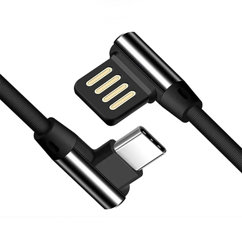 Плетеный кабель 90 градусов прямоугольный Тип C / IOS Micro USB для быстрой