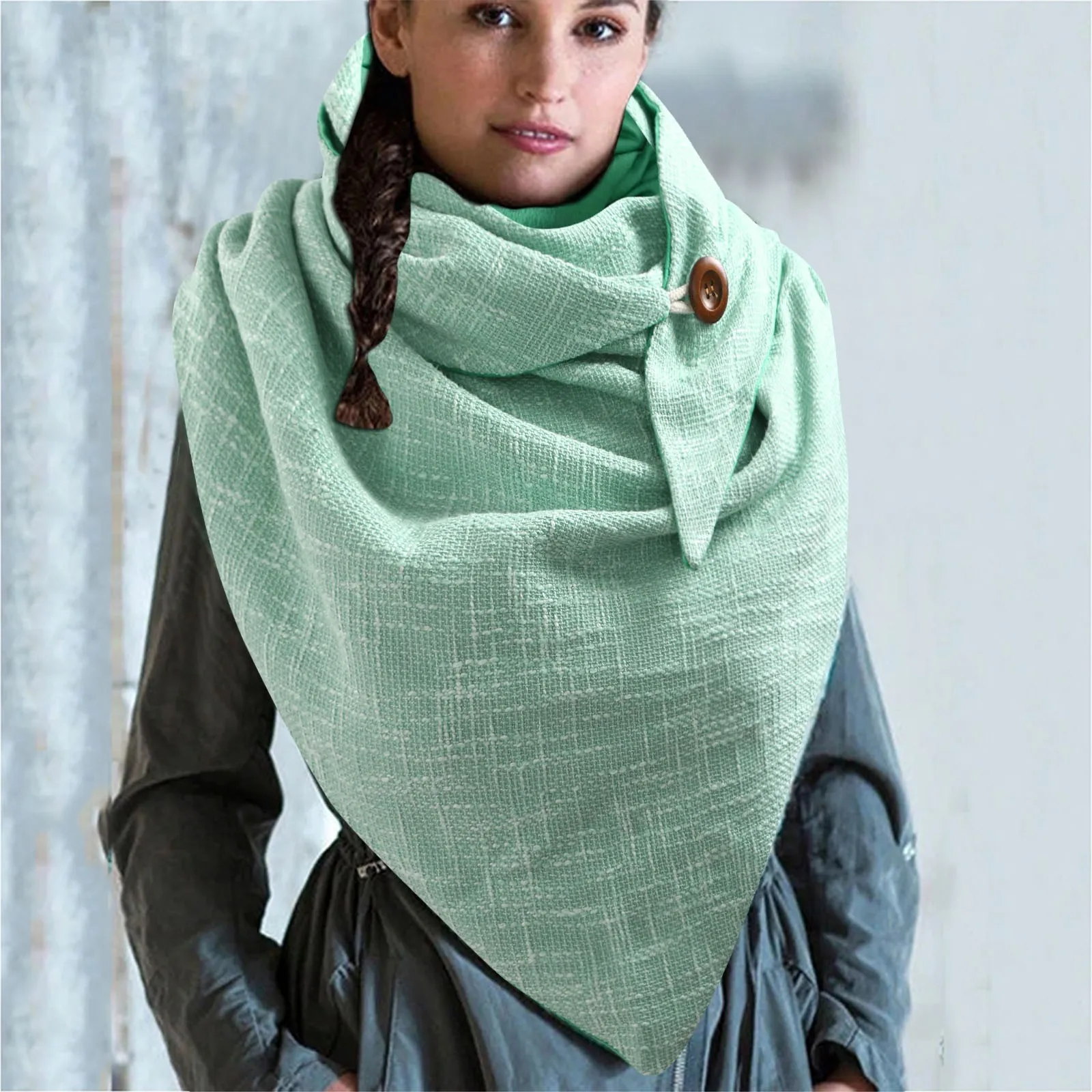 

Women Casual Warm Scarves Shawls Button Soft Scarf Fashion Multi-Purpose Shawl Scarf Soild Printing Winter Knitting Scarf 2020