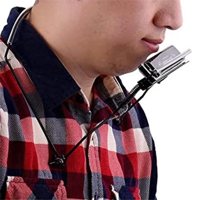 

Hot 10 Holes Harmonica Neck Harp Metal Rack Mount Harmonica Bracket Black/Silver MVI-ing