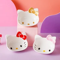 kawaii sanriod anime peripheral tableware series kitty cat head shaped bowl ceramic sauce plate household tableware